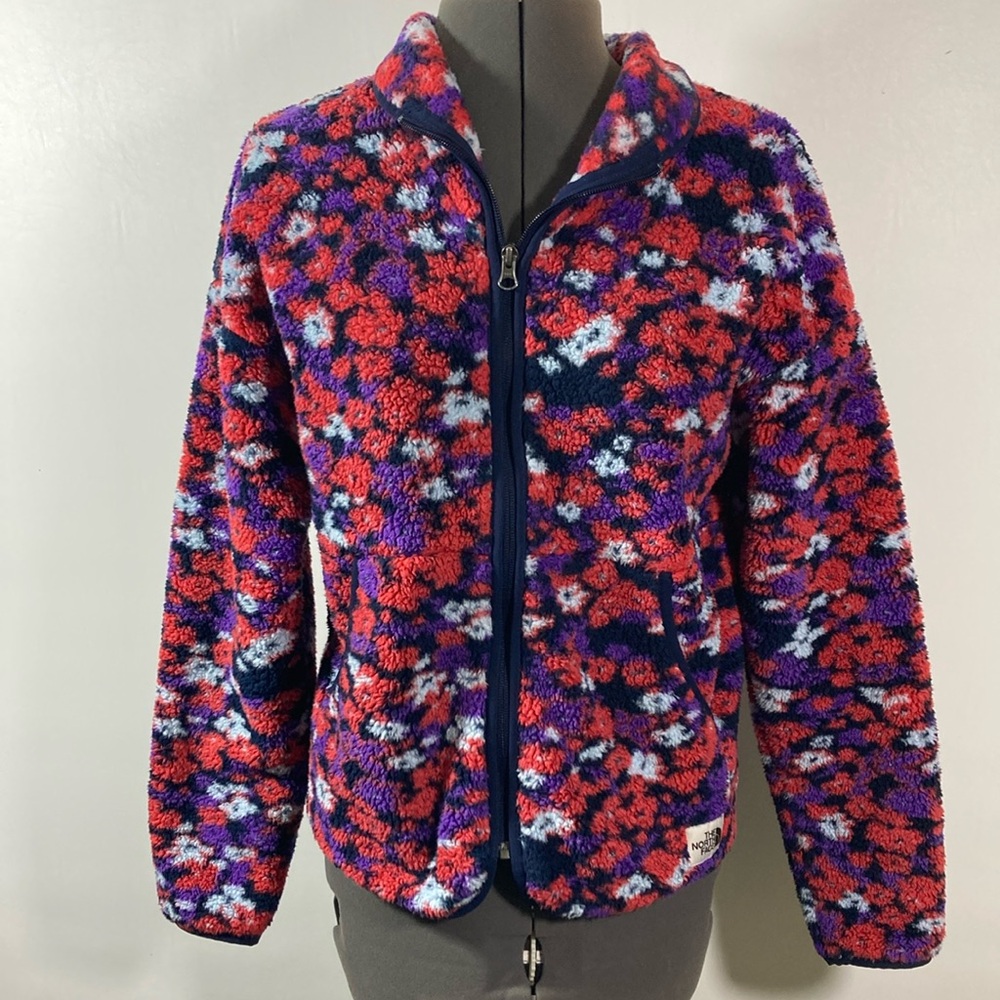 The North Face Jacket Girls/Filles Size XL Multi Color Navy Trim Soft Fleece